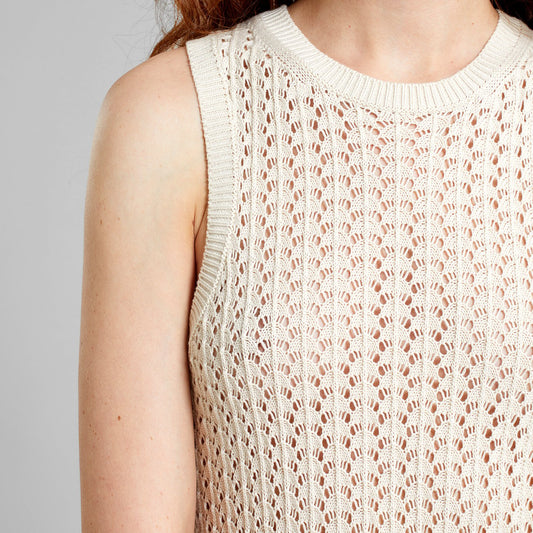 Knitted Dress Kramfors Crochet Vanilla White | DEDICATED