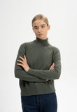 Fine Knit Turtleneck Jumper MAYURA grün melange | MELAWEAR