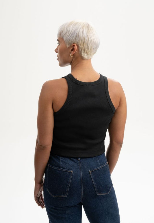 Cropped Ribbed Tanktop PRISHA black | MELAWEAR