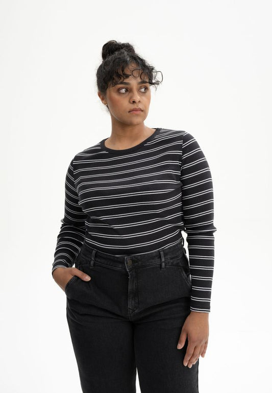 Ribbed Longsleeve MEHAR black white stripes | MELAWEAR