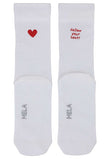 Gerippte Socken Stickerei 2er Pack white follow heart | MELAWEAR