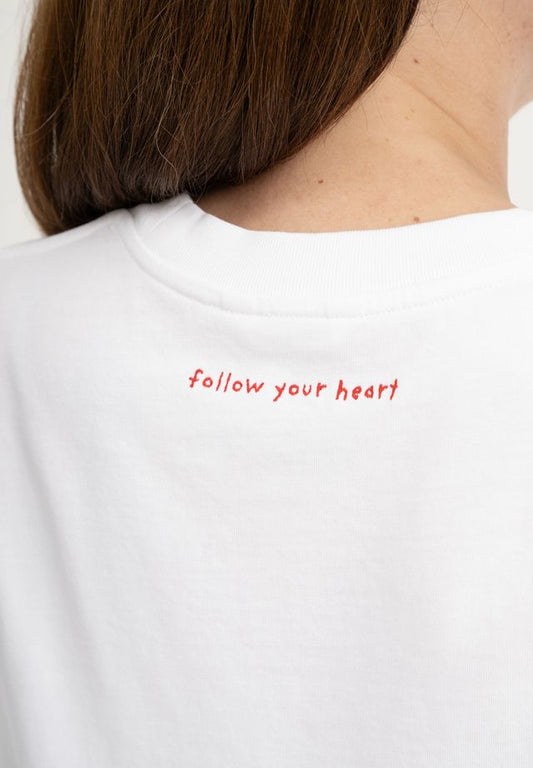 Cropped T-Shirt heavy JOSHNA white Heart | MELAWEAR