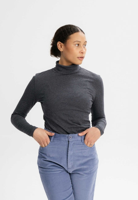 Turtleneck Shirt ANCHAL anthrazit melange | MELAWEAR