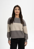 Rib Knit Jumper ADAH STRIPES bear / kiesel | MELAWEAR