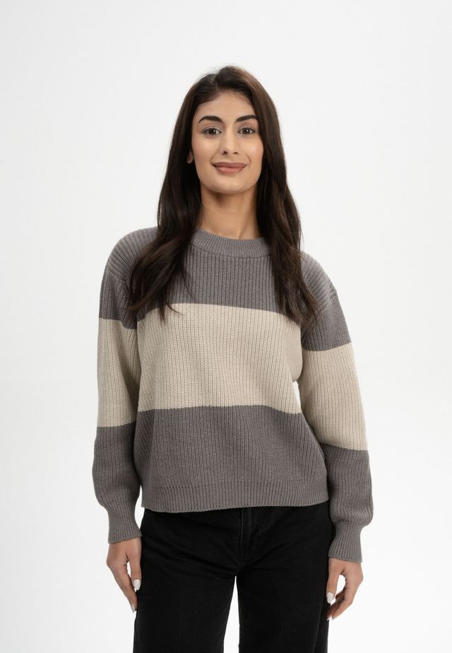 Rib Knit Jumper ADAH STRIPES bear / kiesel | MELAWEAR