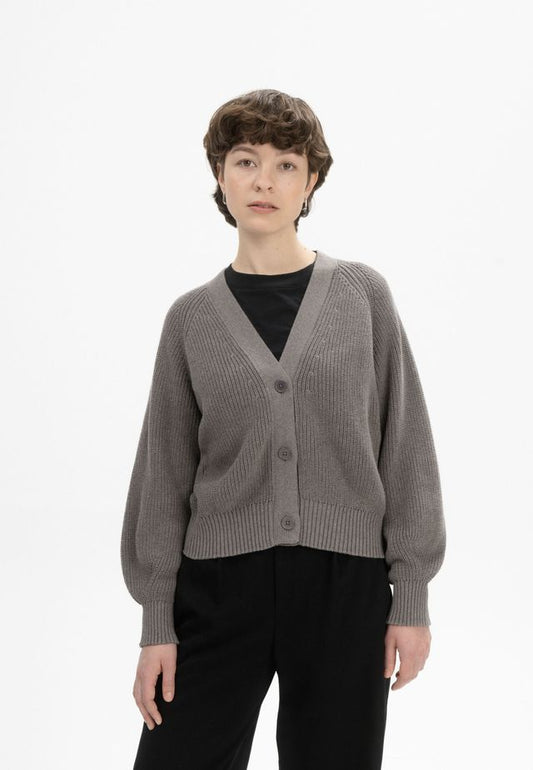 Rib Knit Cardigan BHUMA bear melange | MELAWEAR