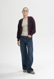 Women Rib Knit Cardigan Style BHUMA elderberry melange | MELA