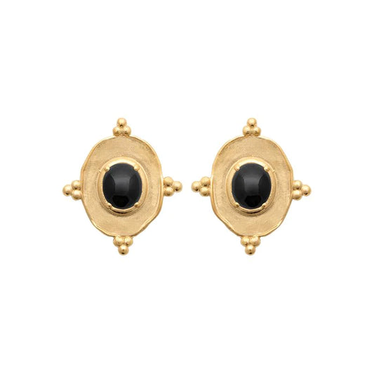 Black Agathe Earrings Gold | JOiA
