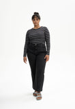 Ribbed Longsleeve MEHAR black white stripes | MELAWEAR