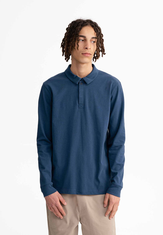 Langarm Polo Shirt DIVIT dunkelblau | MELAWEAR