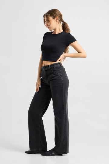 Jeans BLINK Wide Barrel Soft Denim - Classic black denim 304 | DAWN
