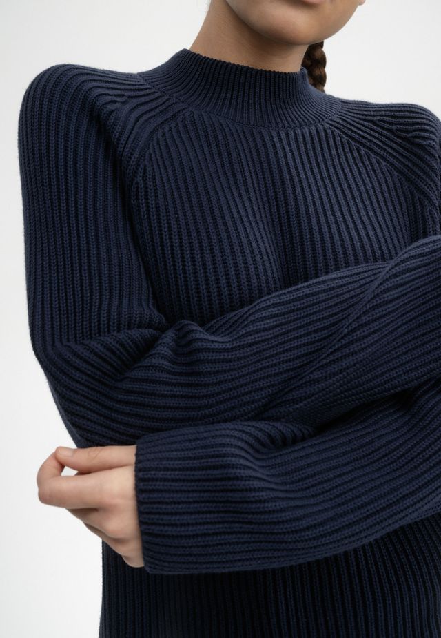 Rib Knit Mock Neck Jumper ANALAH navy | MELAWEAR