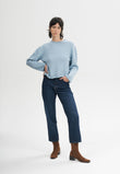 Women Roll Hem Knit Jumper Style GEETHA salty blue melange | MELA