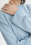 Women Roll Hem Knit Jumper Style GEETHA salty blue melange | MELA