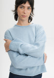 Women Roll Hem Knit Jumper Style GEETHA salty blue melange | MELA