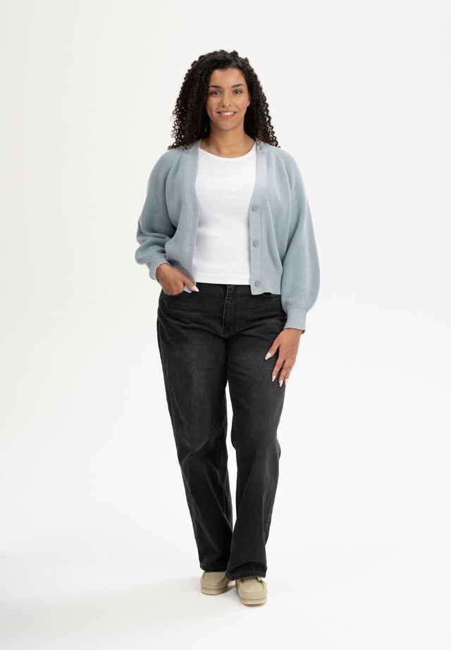 Rib Knit Cardigan BHUMA cloudy blue | MELAWEAR