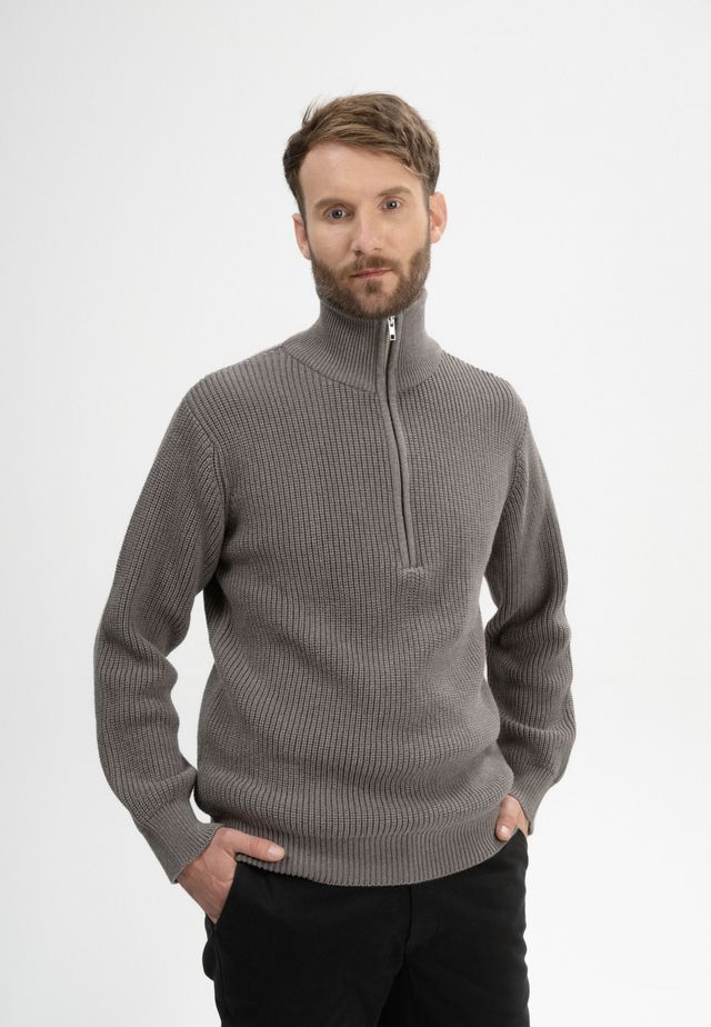 Rib Knit Troyer UDAI bear melange | MELAWEAR