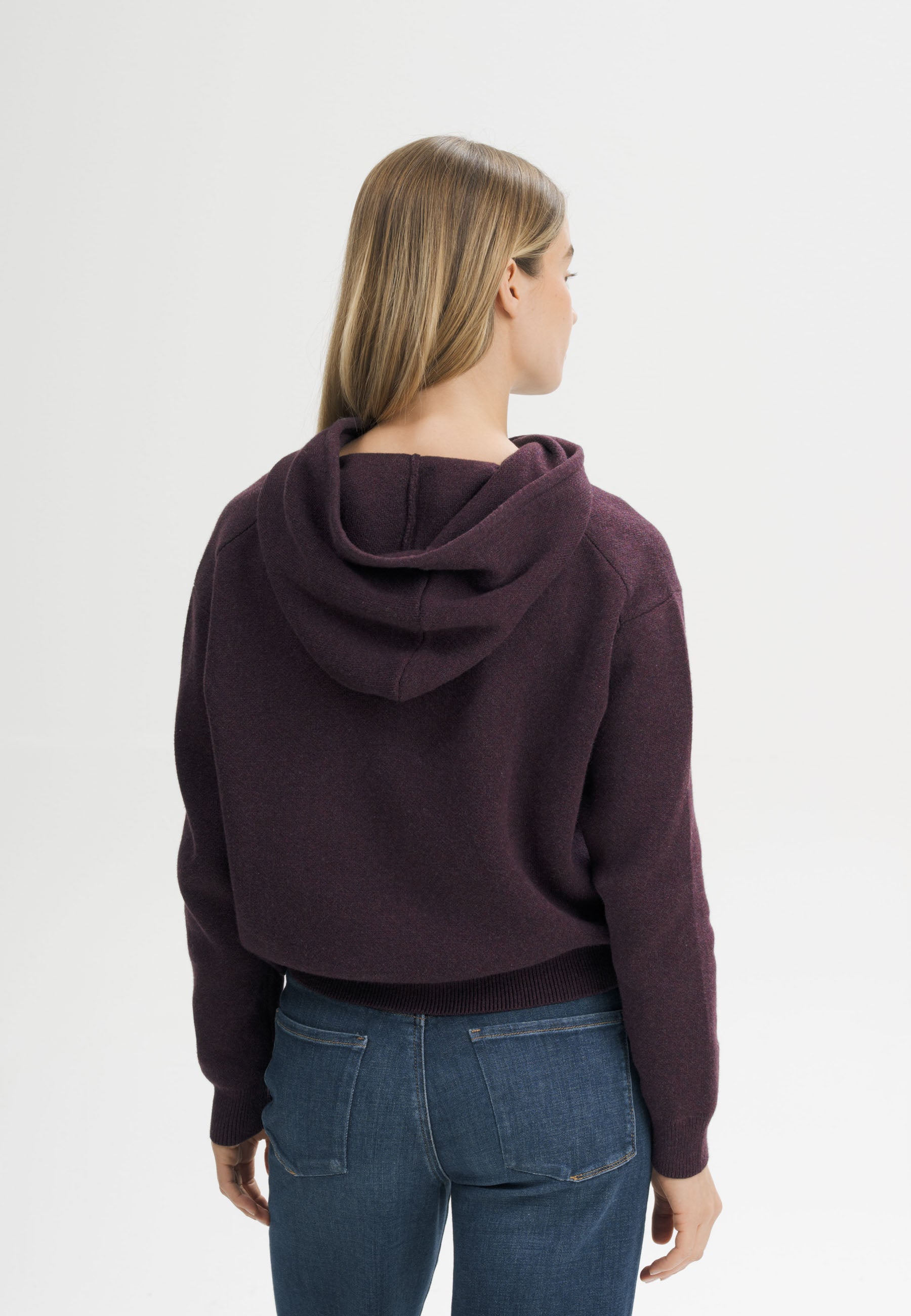 Women Knit Hoodie Style JANISHA elderberry melange | MELA