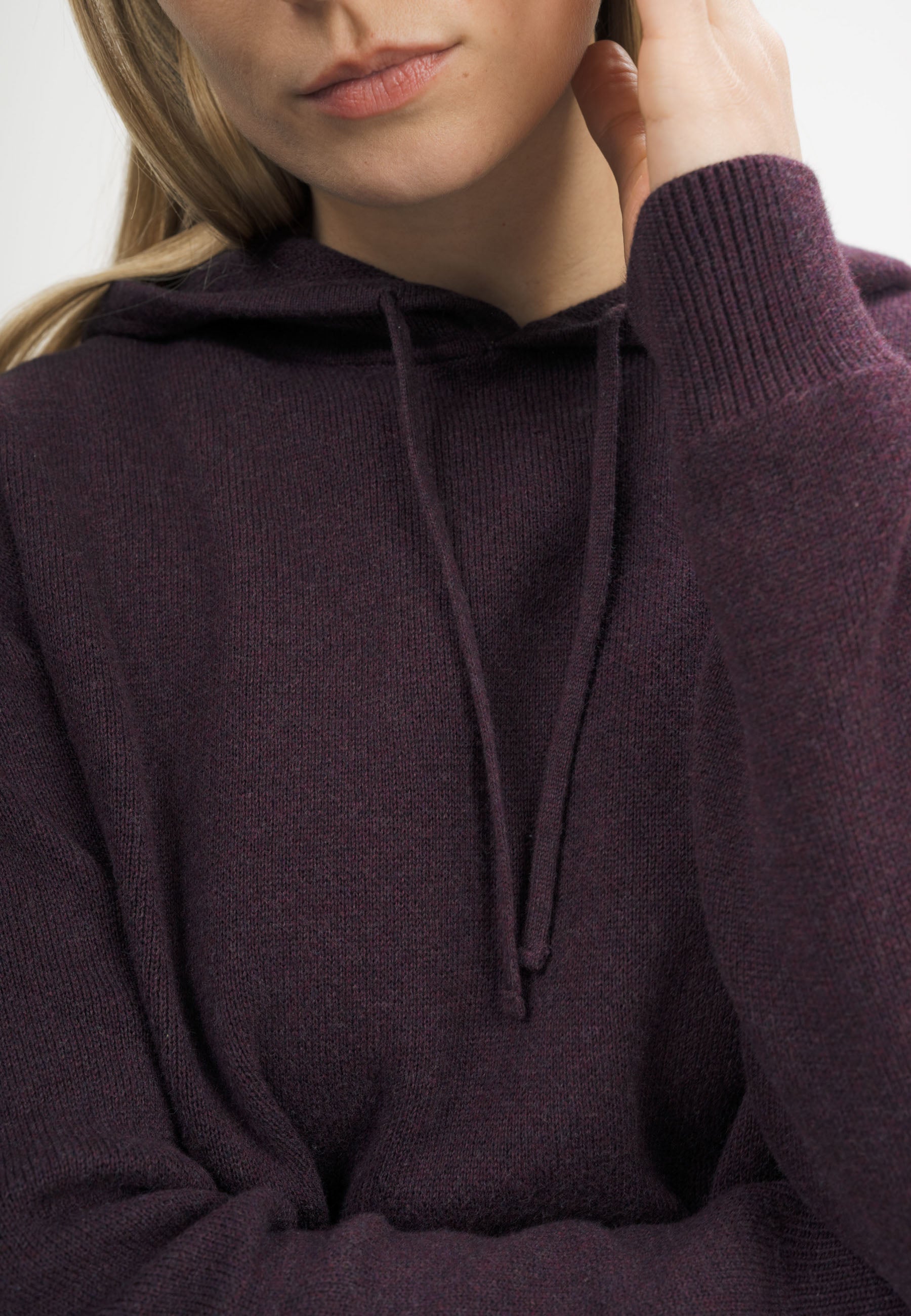 Women Knit Hoodie Style JANISHA elderberry melange | MELA