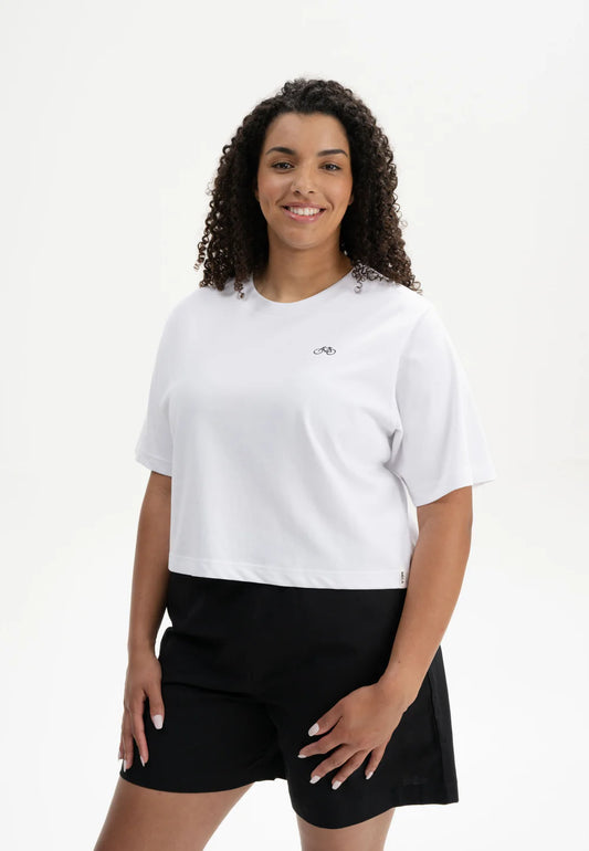 Cropped T-Shirt heavy JOSHNA white Bike | MELAWEAR