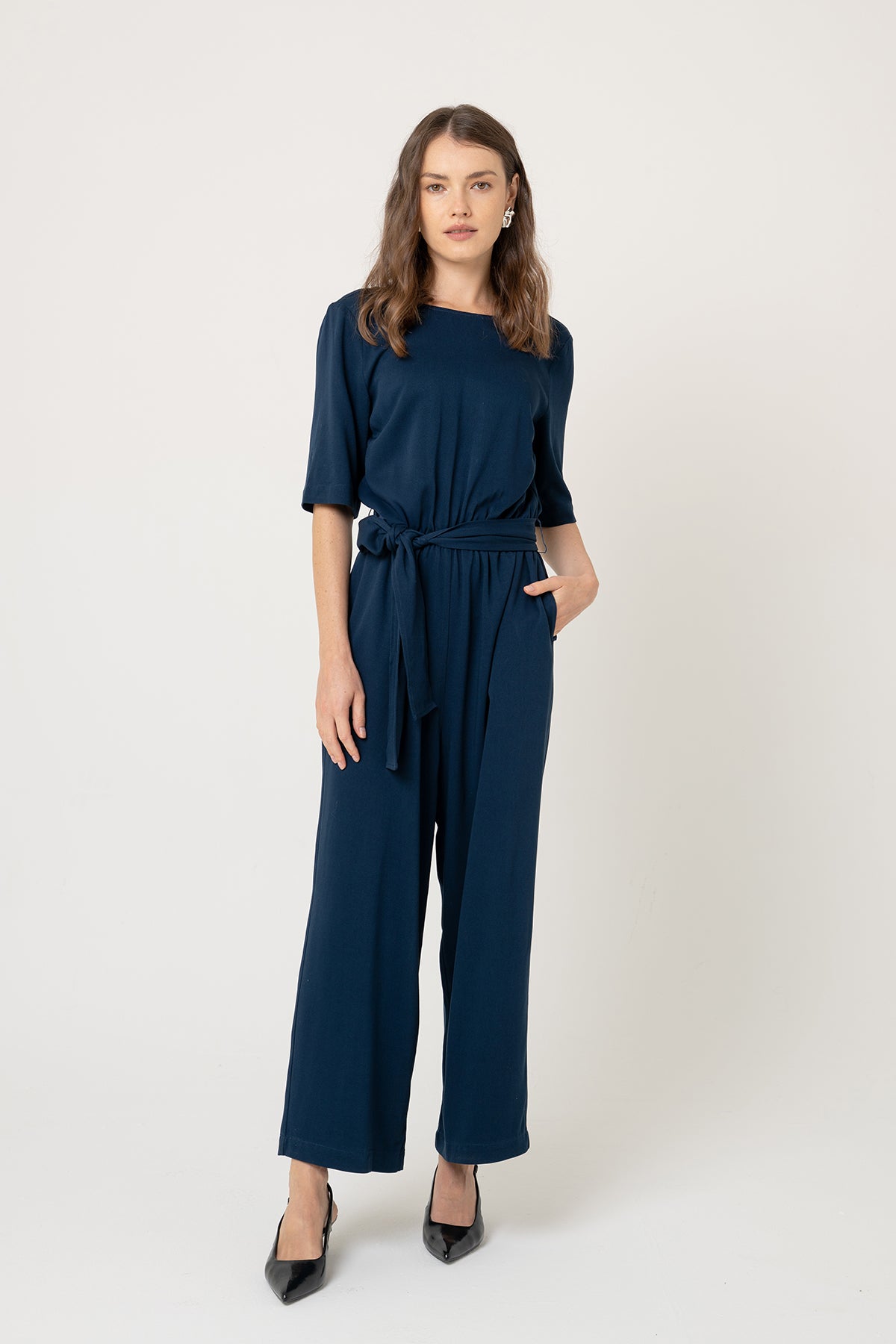Jumpsuit STAINE HALFSLEEVE Nightfall blue | LOVJOI