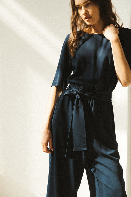 Jumpsuit STAINE HALFSLEEVE Nightfall blue | LOVJOI