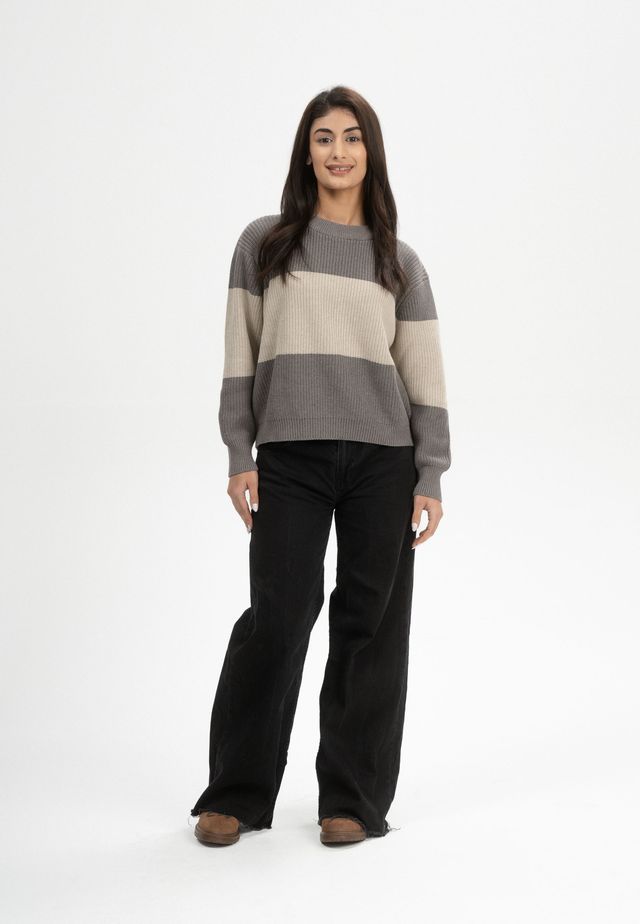 Rib Knit Jumper ADAH STRIPES bear / kiesel | MELAWEAR