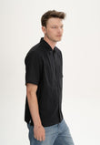Kurzarm Hemd VIVEK charcoal black | MELAWEAR