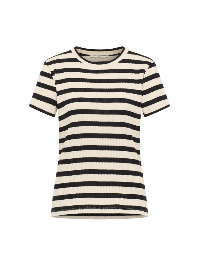 Shirt mit Streifen GOTS black/creme | Lanius