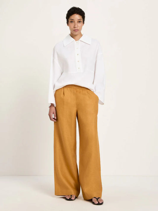Hose GOTS mit weitem Bein dark honey | Lanius