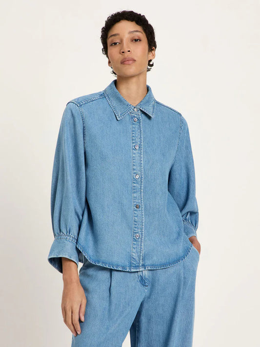 Jeans Bluse mid blue denim | Lanius