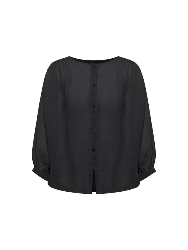 Bluse mit Kräuseln onyx | Lanius