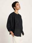 Bluse mit Kräuseln onyx | Lanius