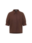 Bluse mit Puffärmeln GOTS	chocolate | Lanius