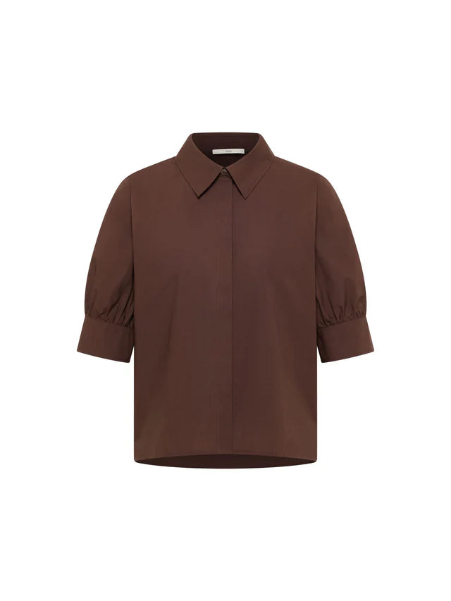 Bluse mit Puffärmeln GOTS	chocolate | Lanius