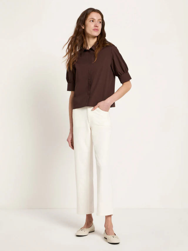 Bluse mit Puffärmeln GOTS	chocolate | Lanius