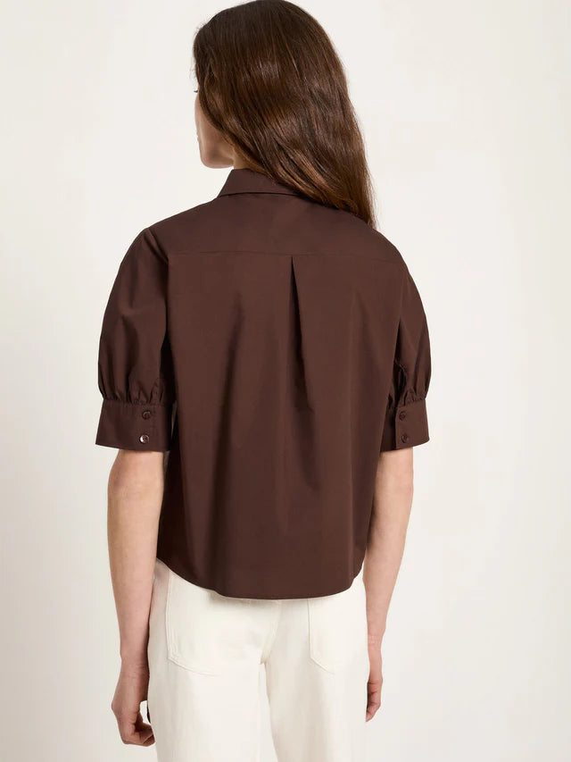 Bluse mit Puffärmeln GOTS	chocolate | Lanius