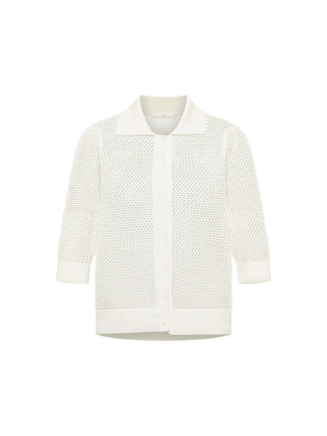 Strickjacke kurzarm (GOTS) off white | Lanius