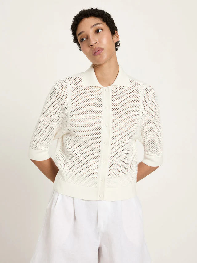 Strickjacke kurzarm (GOTS) off white | Lanius