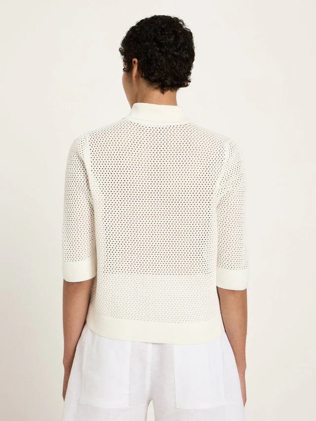 Strickjacke kurzarm (GOTS) off white | Lanius