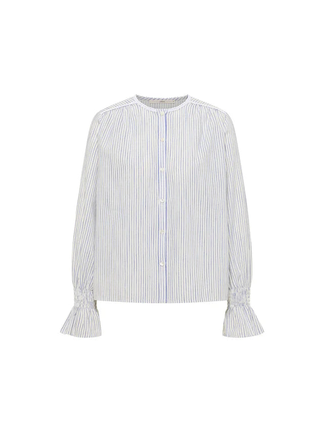 Bluse mit Spitze GOTS	white/ light blue | Lanius