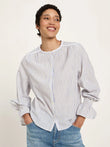 Bluse mit Spitze GOTS	white/ light blue | Lanius