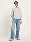 Bluse mit Spitze GOTS	white/ light blue | Lanius