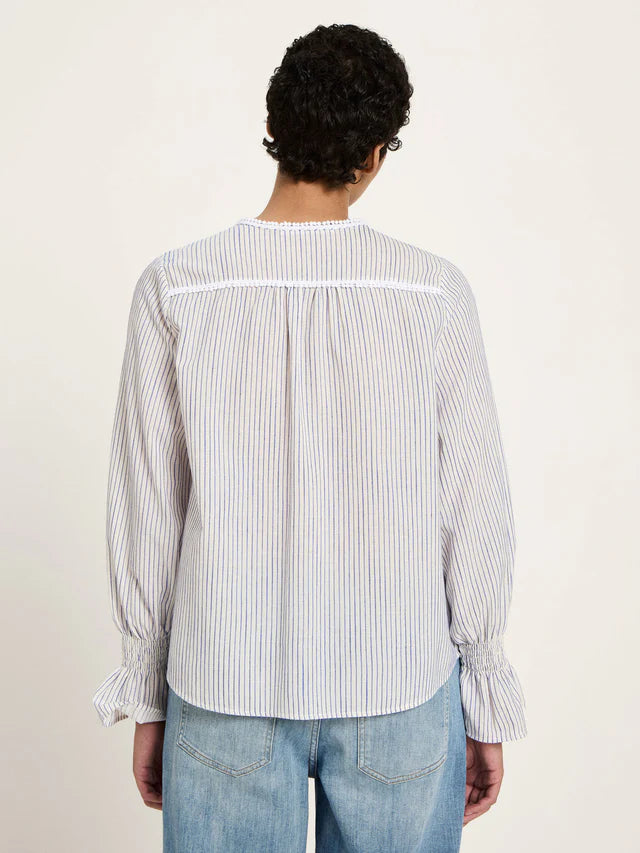 Bluse mit Spitze GOTS	white/ light blue | Lanius