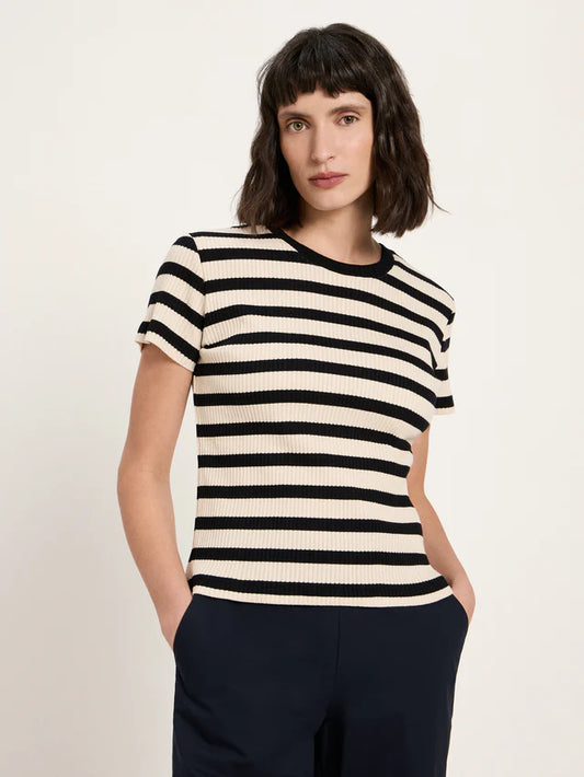 Shirt mit Streifen GOTS black/creme | Lanius