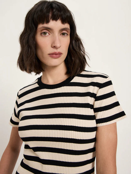 Shirt mit Streifen GOTS black/creme | Lanius