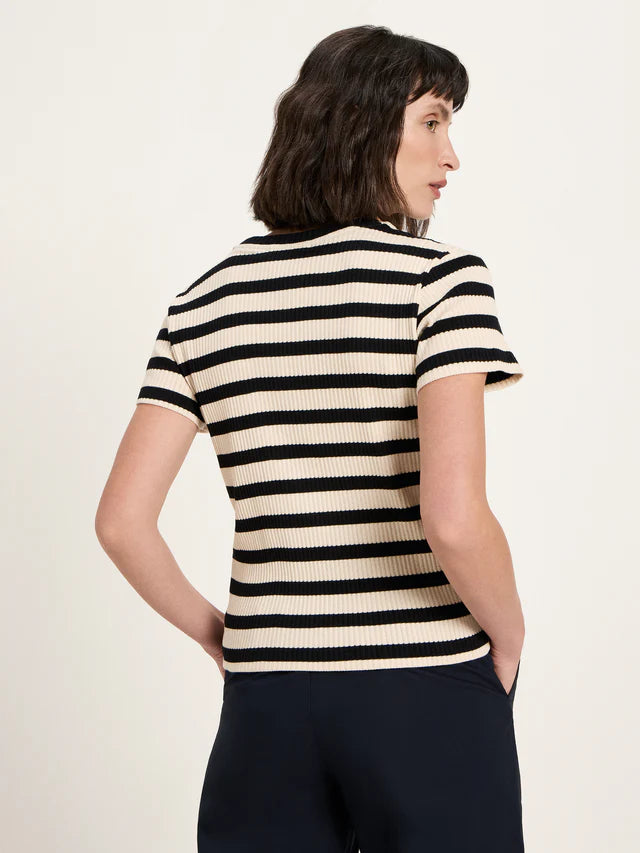 Shirt mit Streifen GOTS black/creme | Lanius