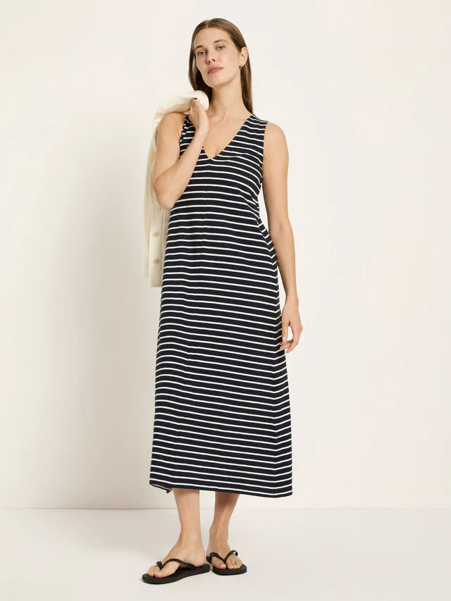 Maxikleid Ärmellos GOTS onyx/ creme | Lanius