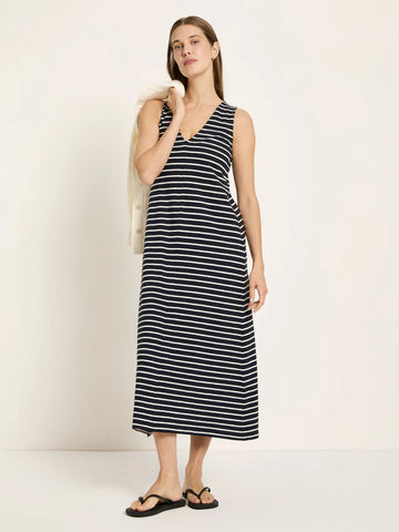 Maxikleid Ärmellos GOTS onyx/ creme | Lanius