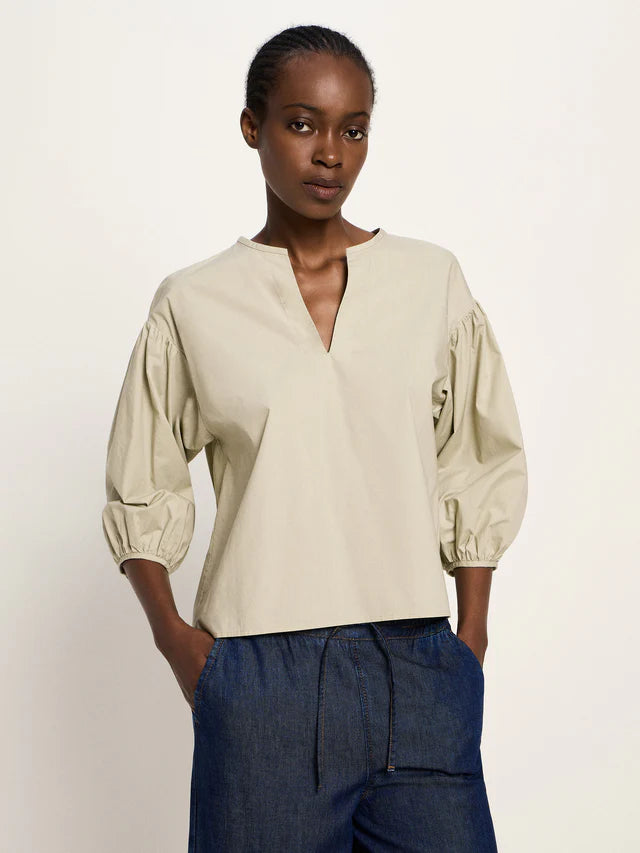 Bluse mit Kräuseln stone | Lanius